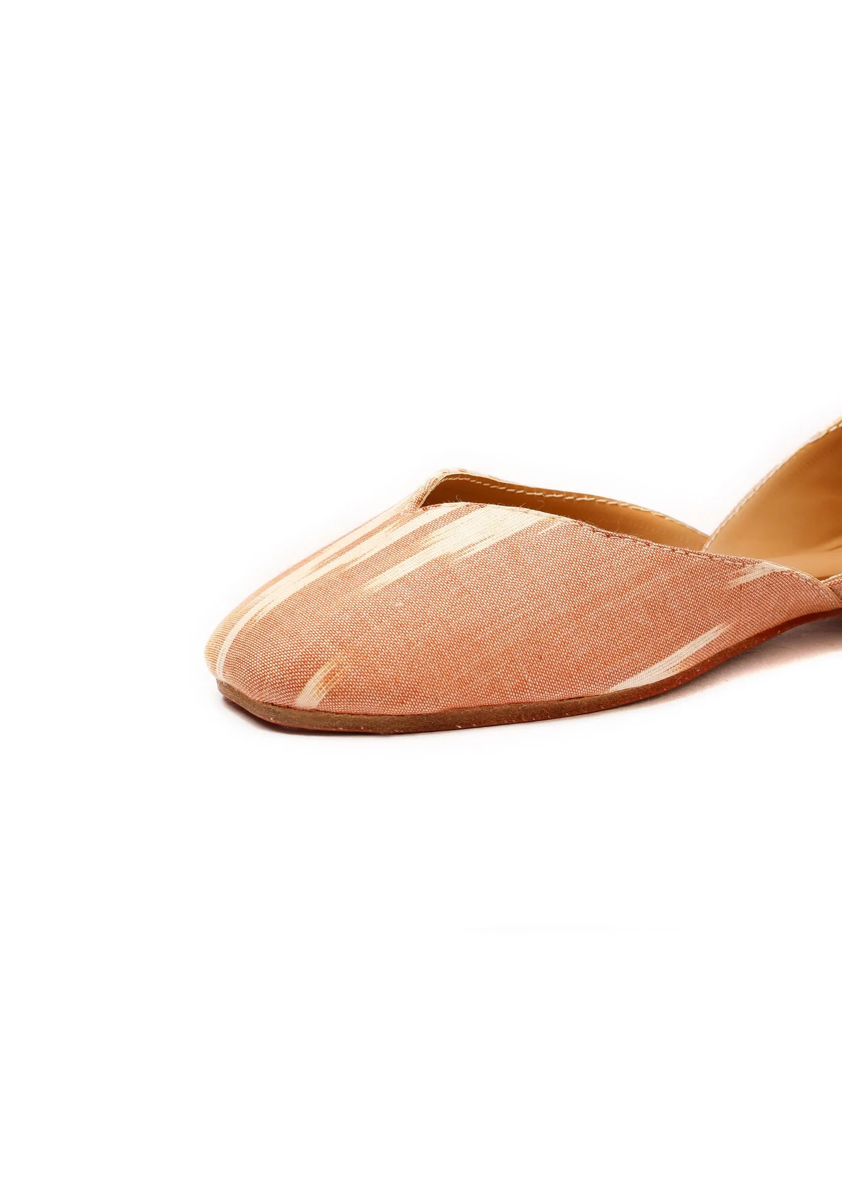 Peach Ikkat Cruelty Free Leather Juttis