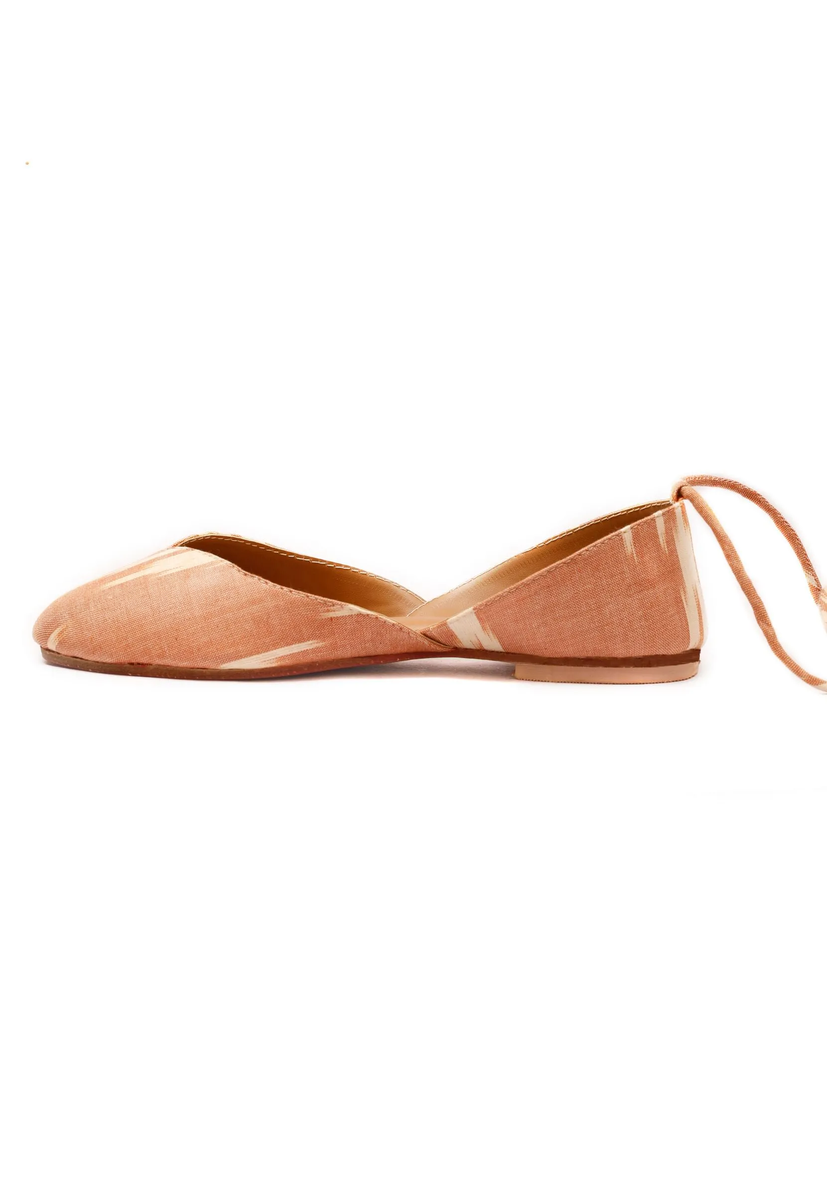 Peach Ikkat Cruelty Free Leather Juttis