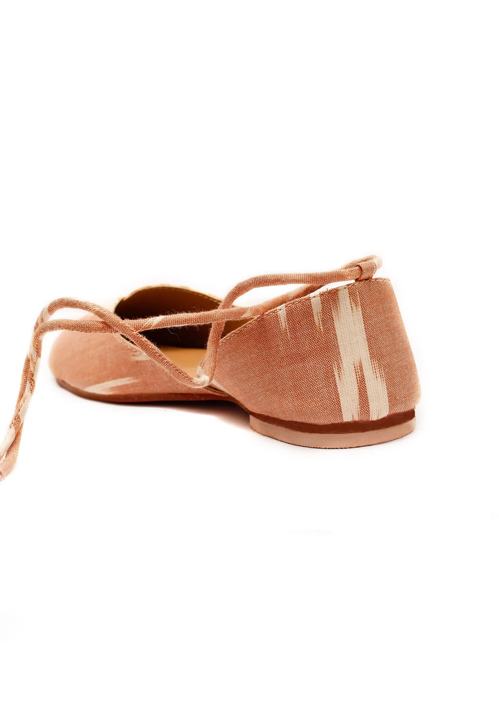 Peach Ikkat Cruelty Free Leather Juttis