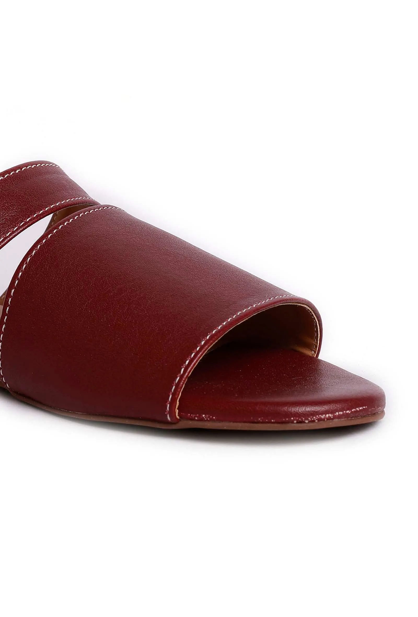 Pecan Brown Cruelty Free Leather Sliders