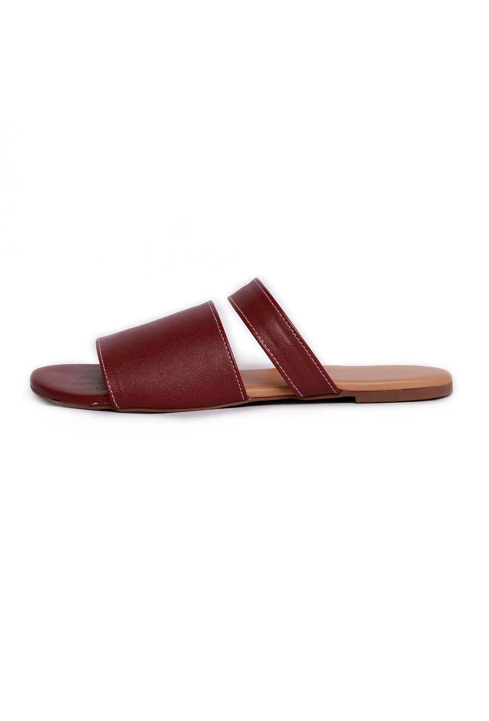 Pecan Brown Cruelty Free Leather Sliders