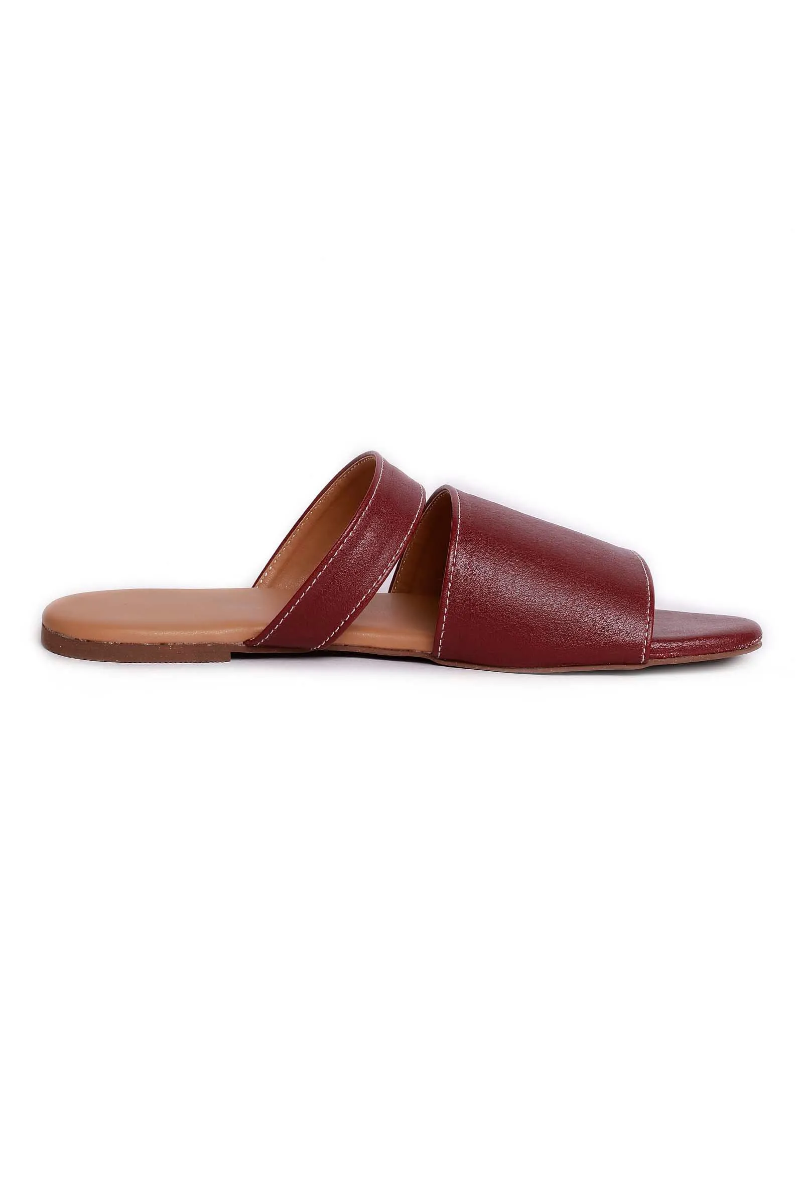 Pecan Brown Cruelty Free Leather Sliders