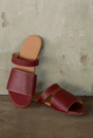 Pecan Brown Cruelty Free Leather Sliders