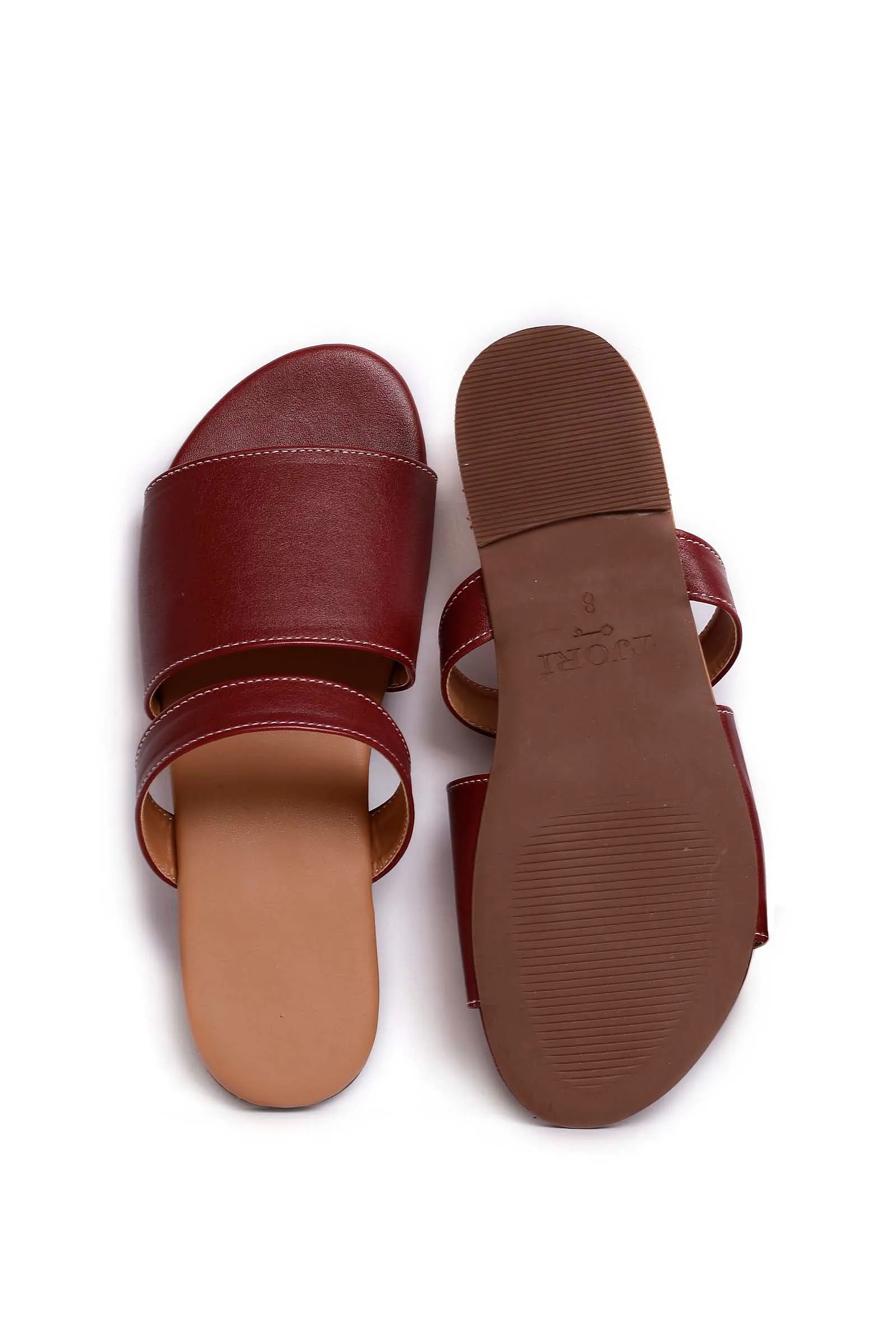 Pecan Brown Cruelty Free Leather Sliders