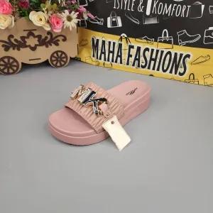 Pink Wegde Slides with Buckle