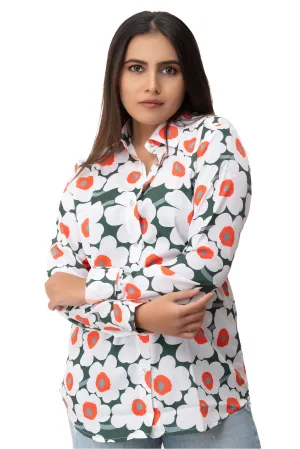 Poppy Green Floral Printed Shirt