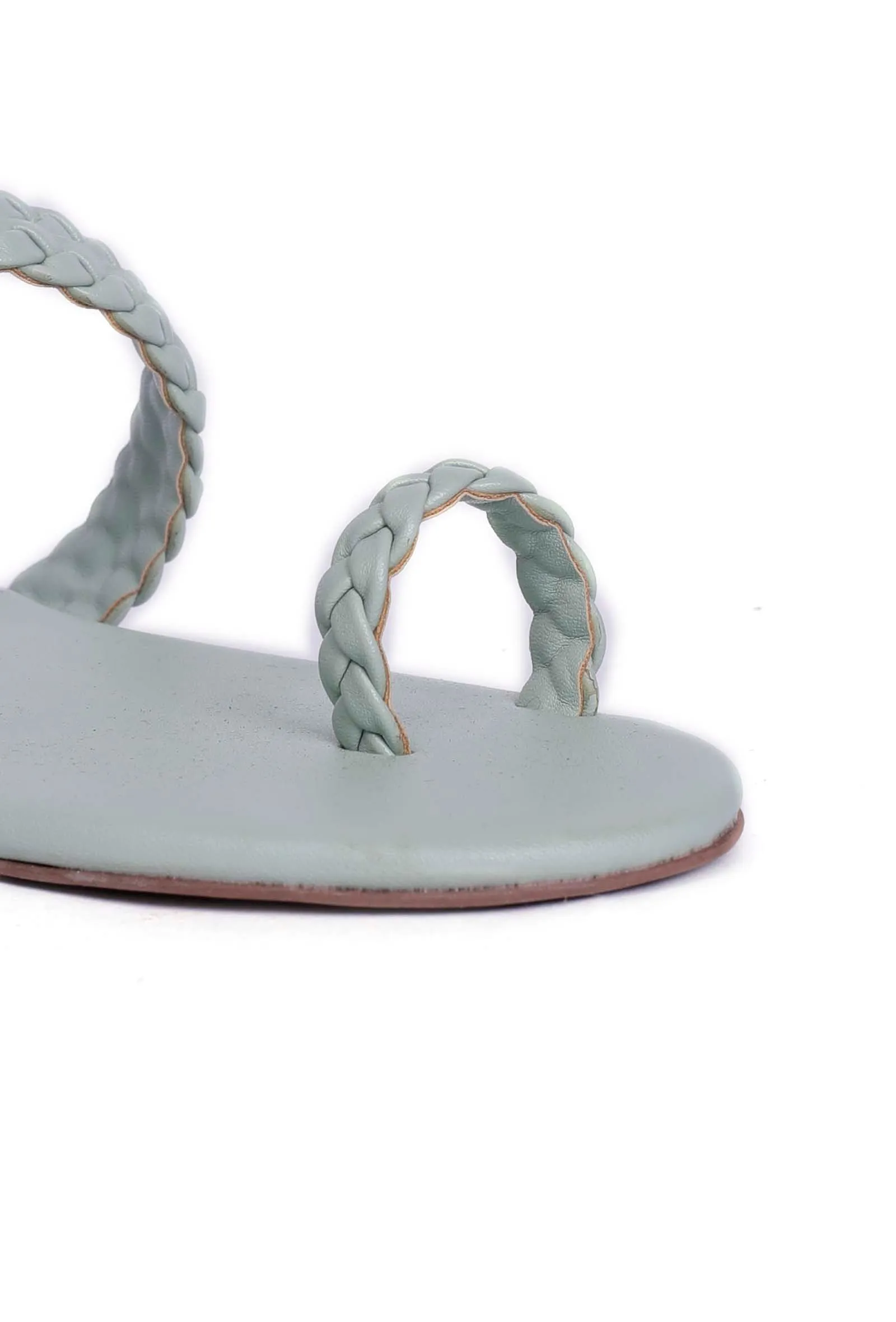 Powdered Blue Knotted Cruelty Free Leather Sandals