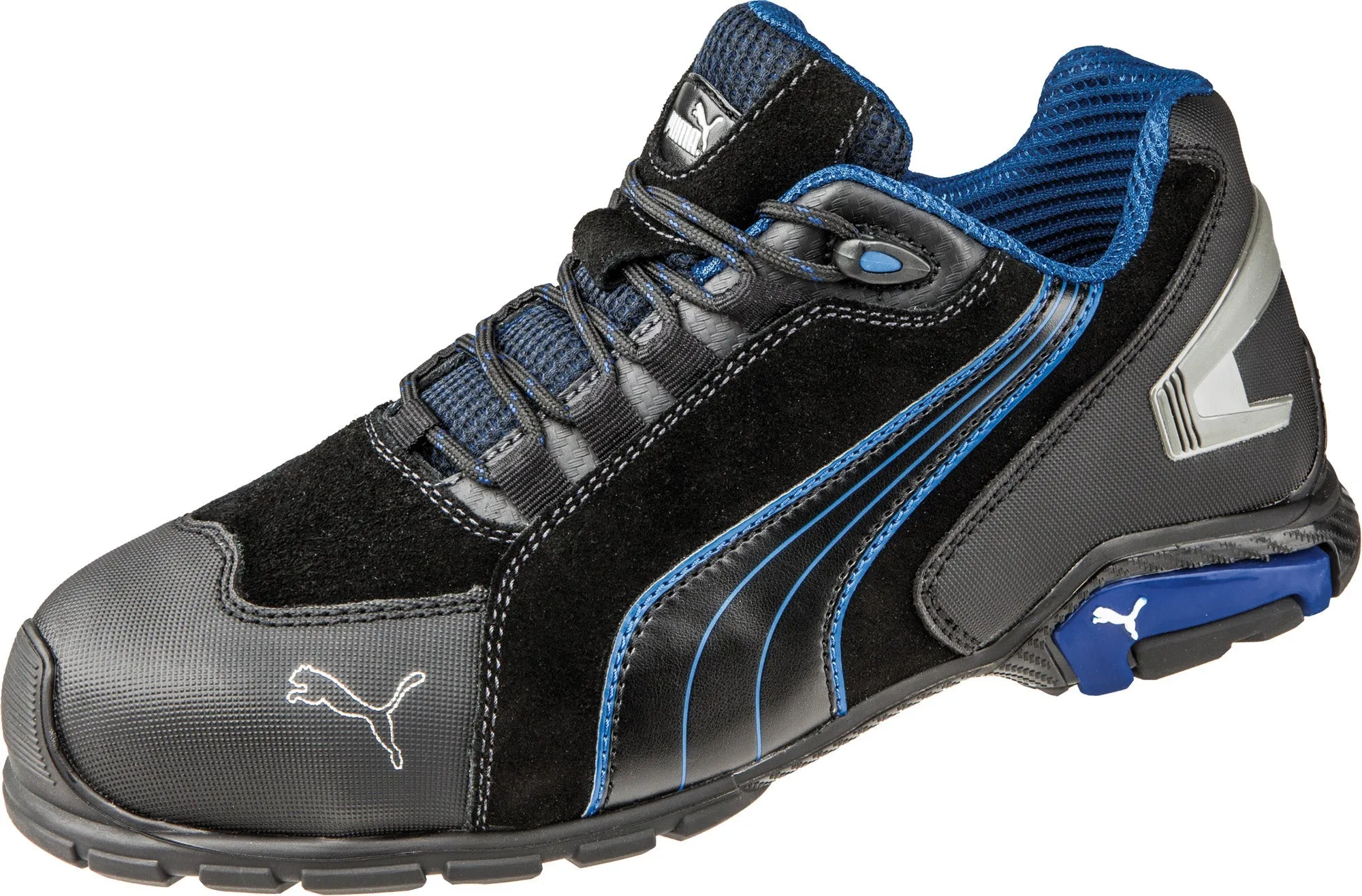 Puma Safety Blue/Black Mens Leather Rio Black CT Oxford Work Shoes