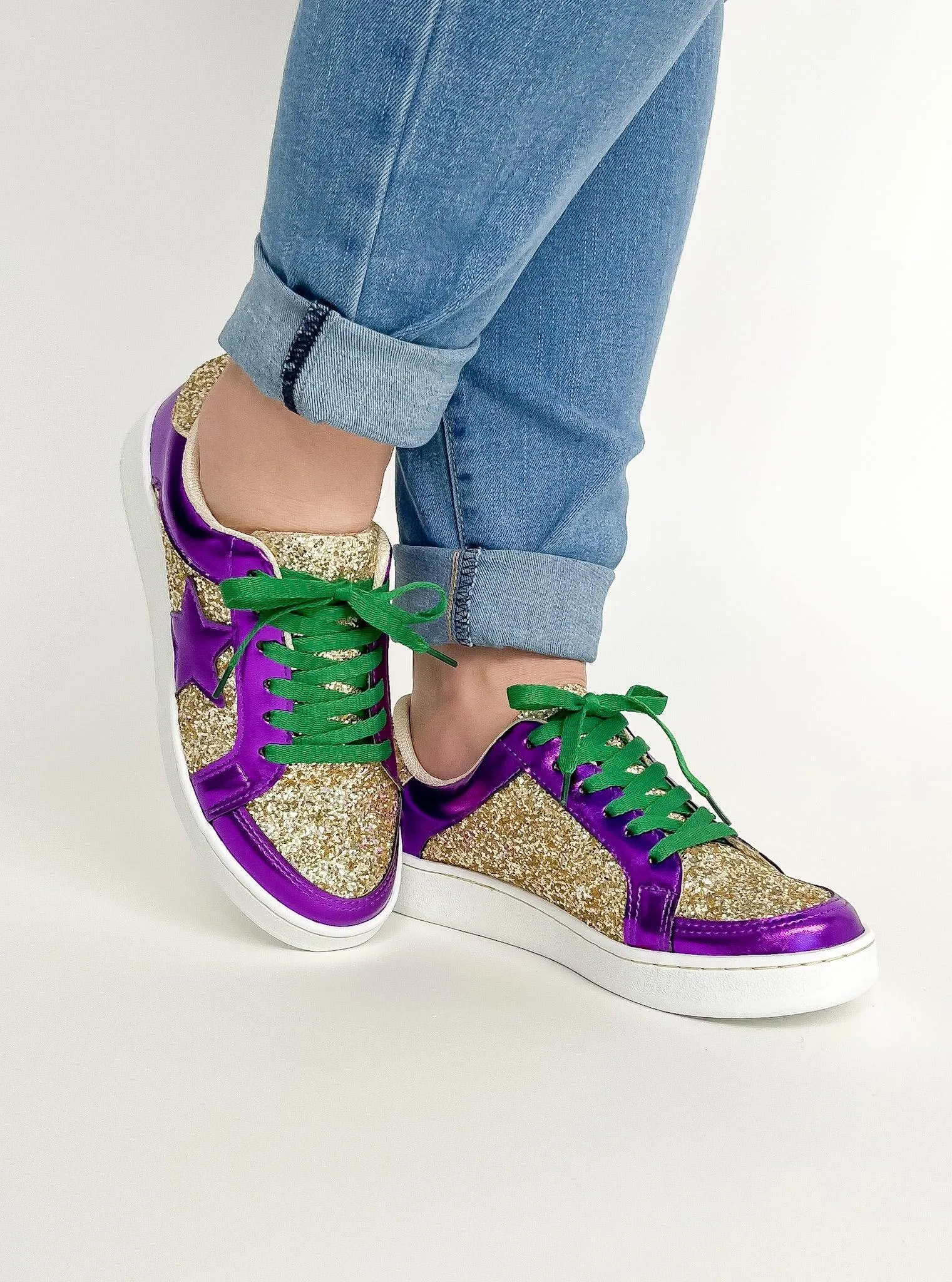 Purple & Gold Glitter Sneakers