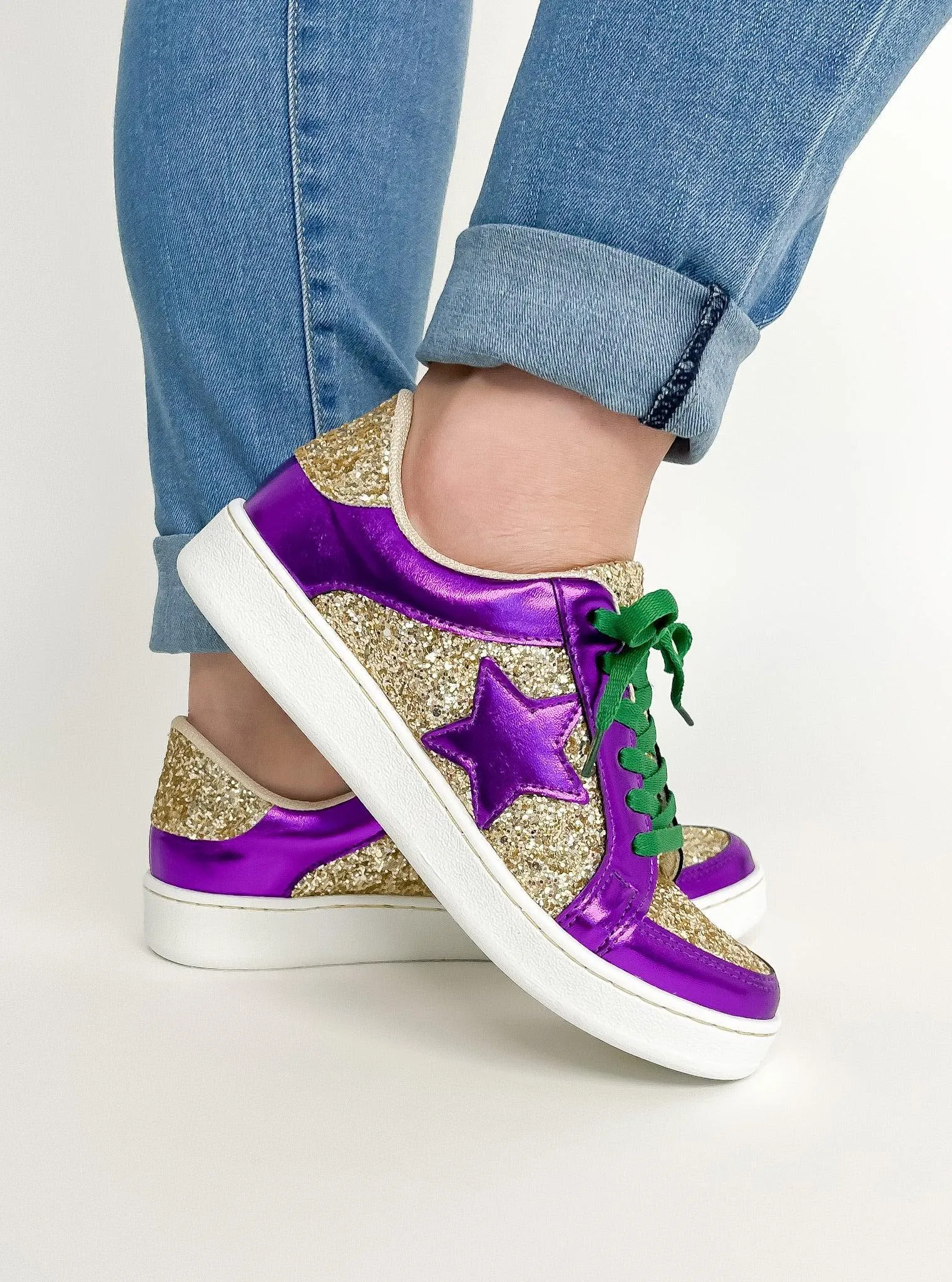 Purple & Gold Glitter Sneakers