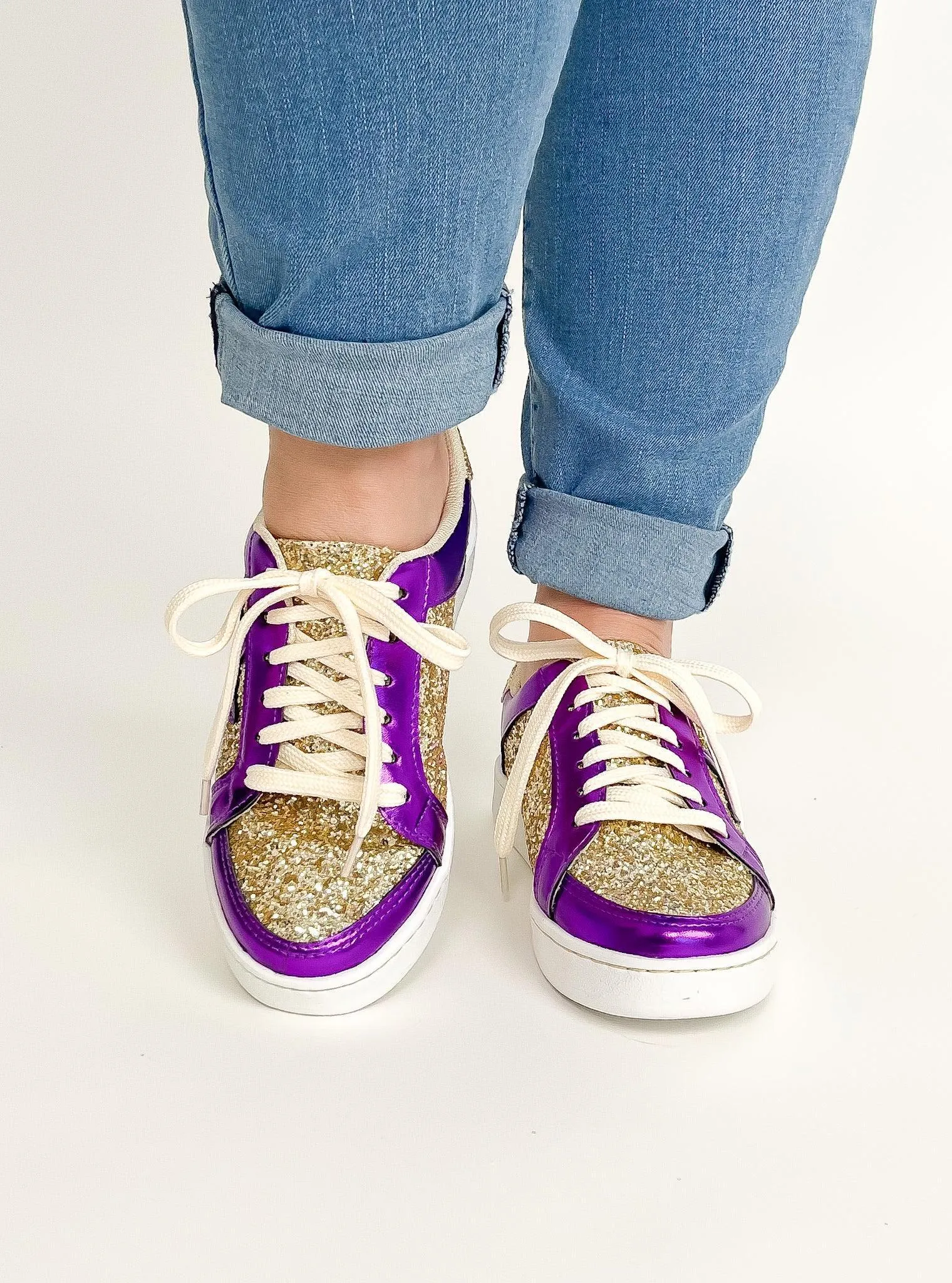 Purple & Gold Glitter Sneakers