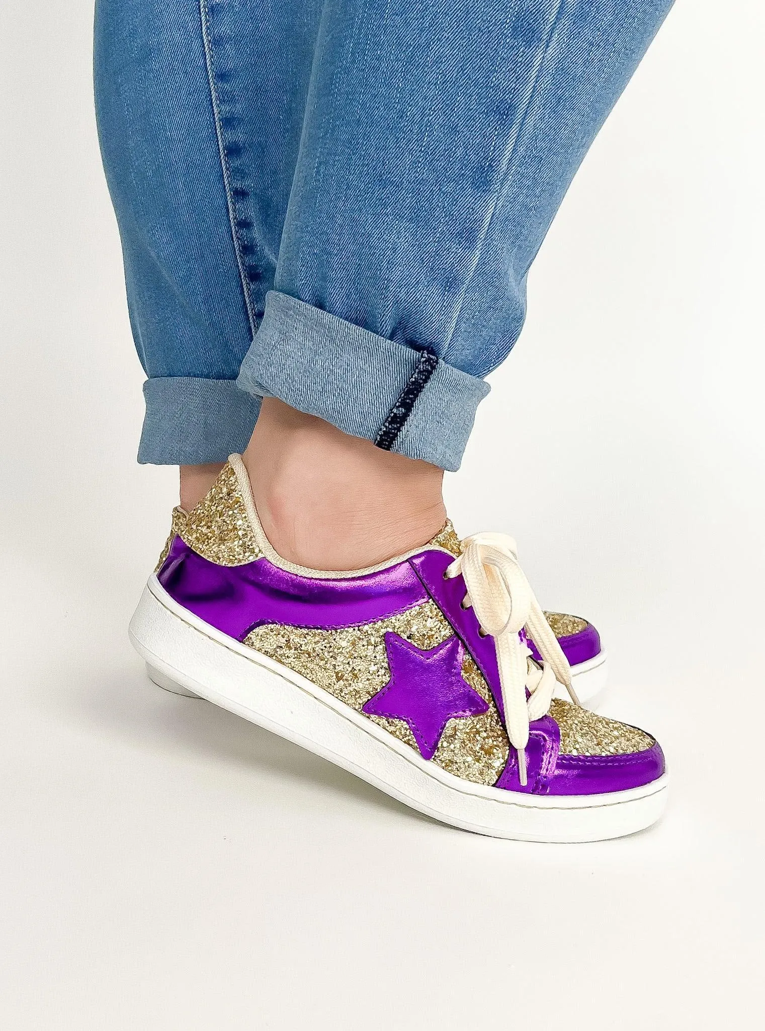 Purple & Gold Glitter Sneakers