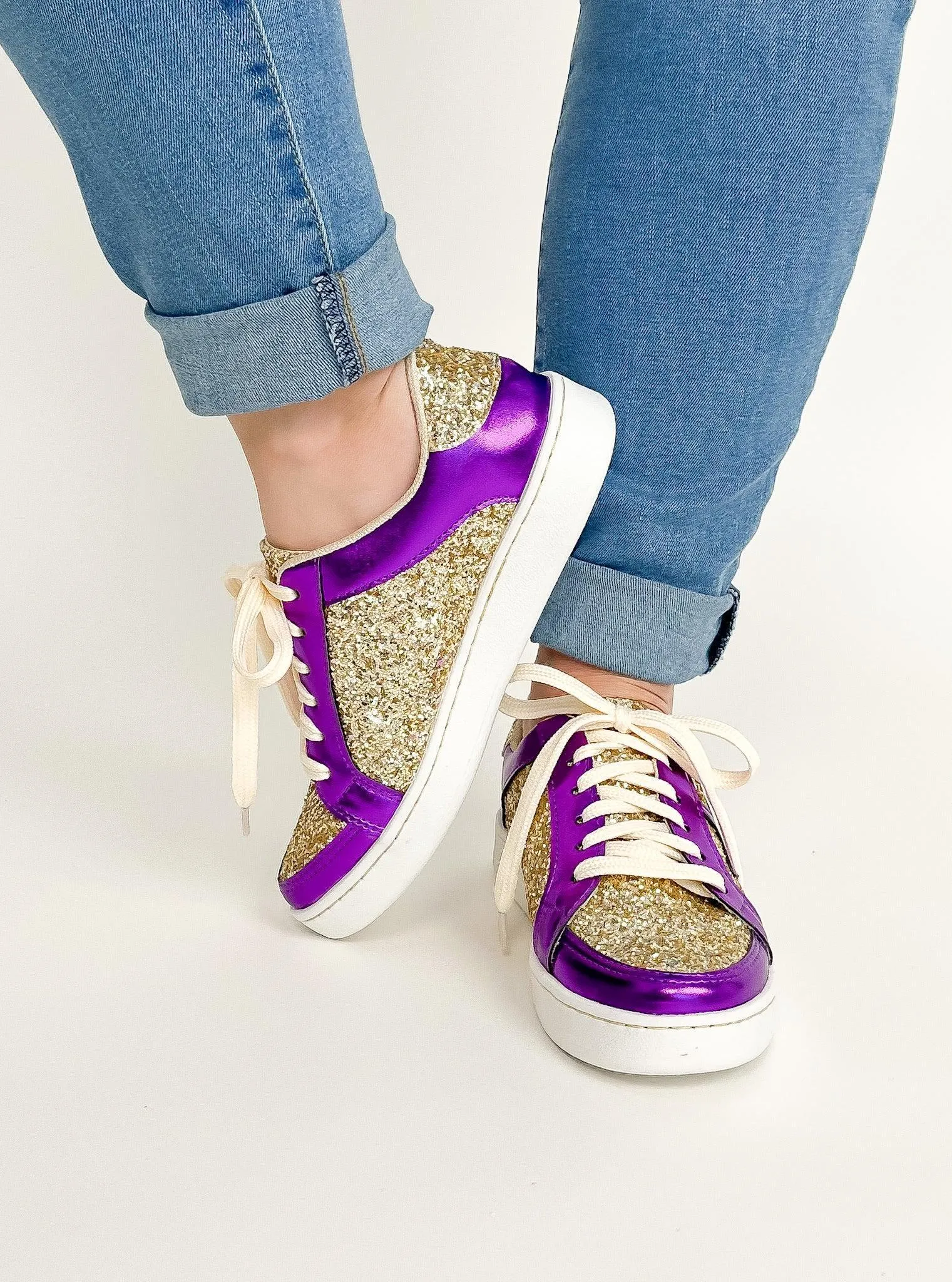 Purple & Gold Glitter Sneakers