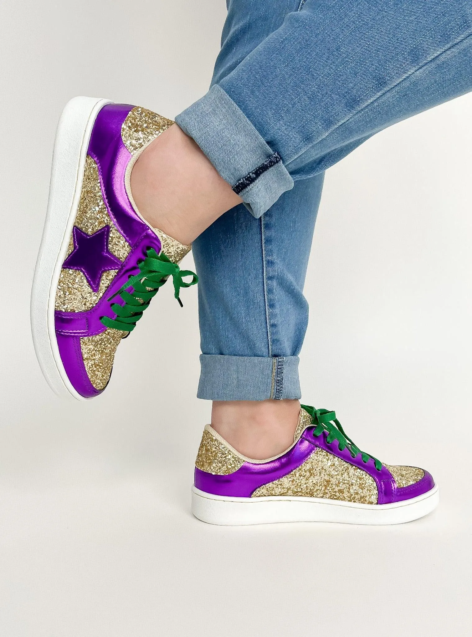 Purple & Gold Glitter Sneakers