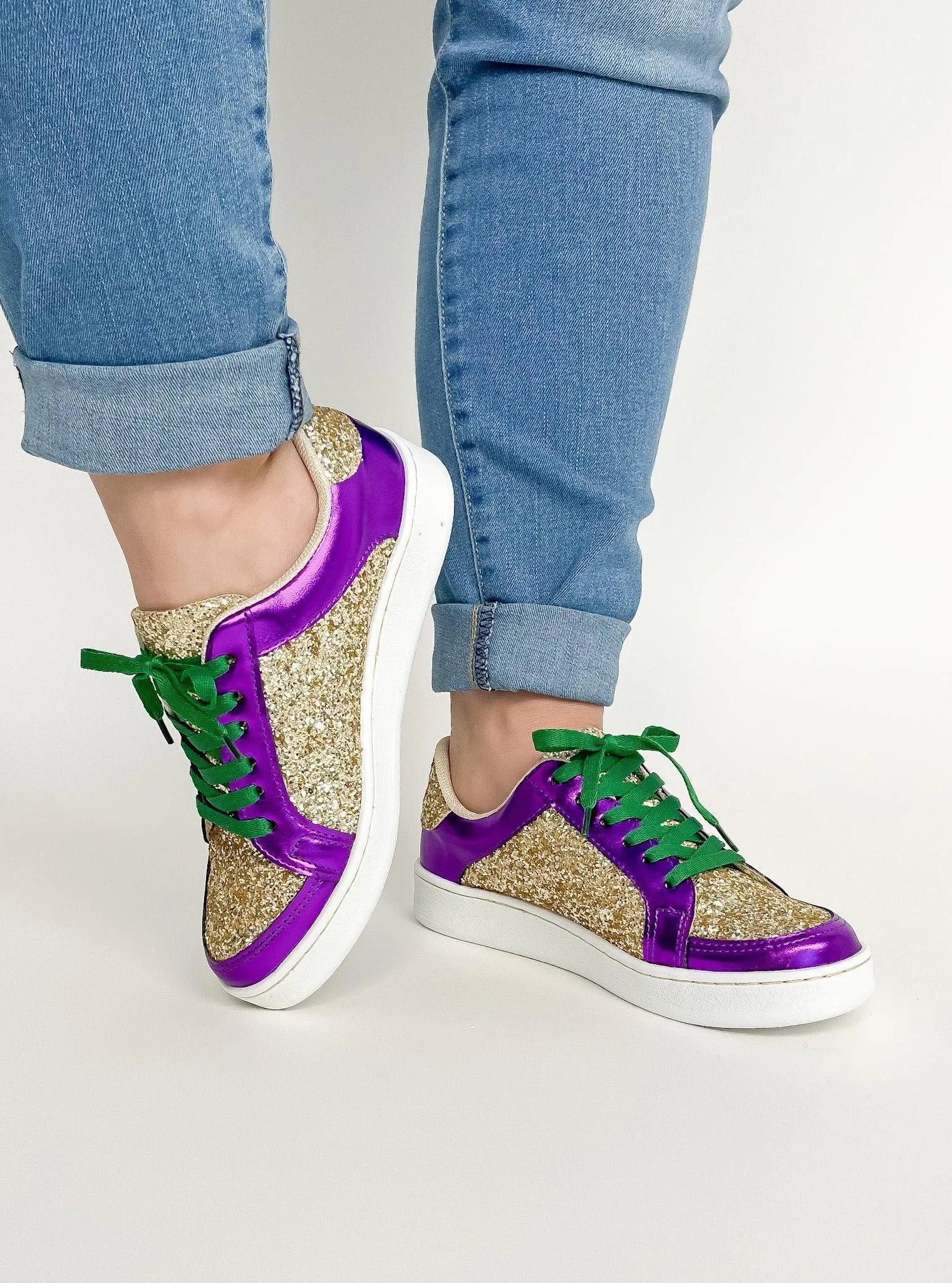 Purple & Gold Glitter Sneakers