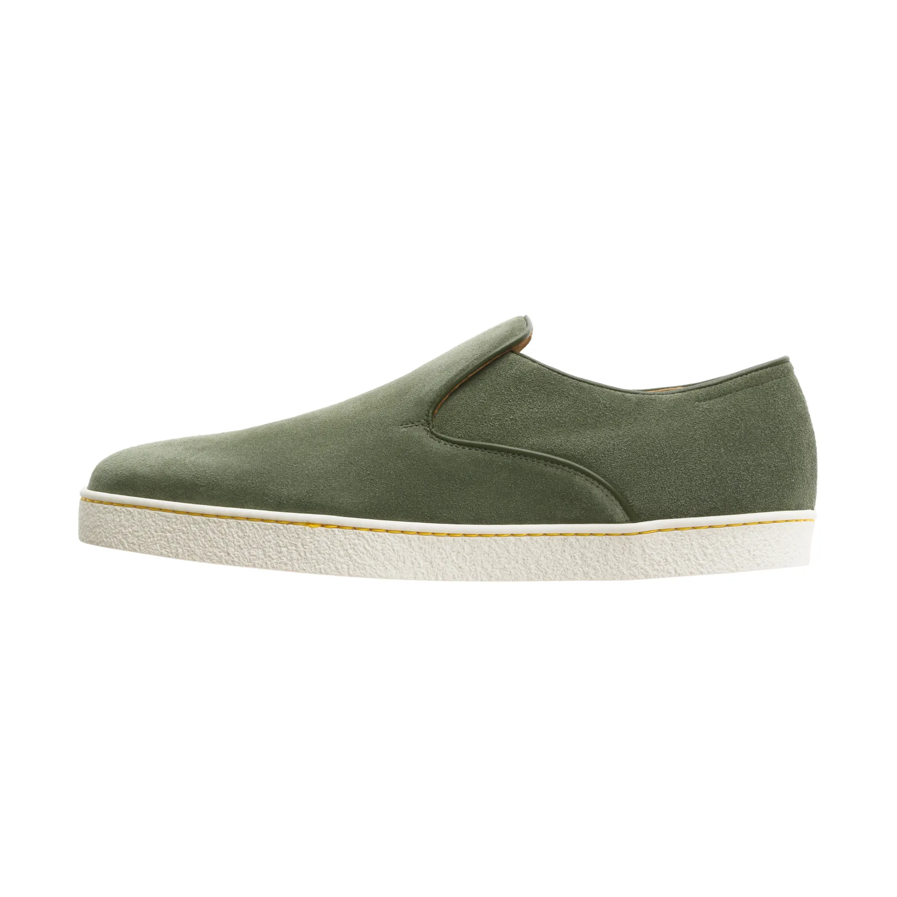 "Haven" Full-Grain Suede Slip-on Sneakers in Olive Green