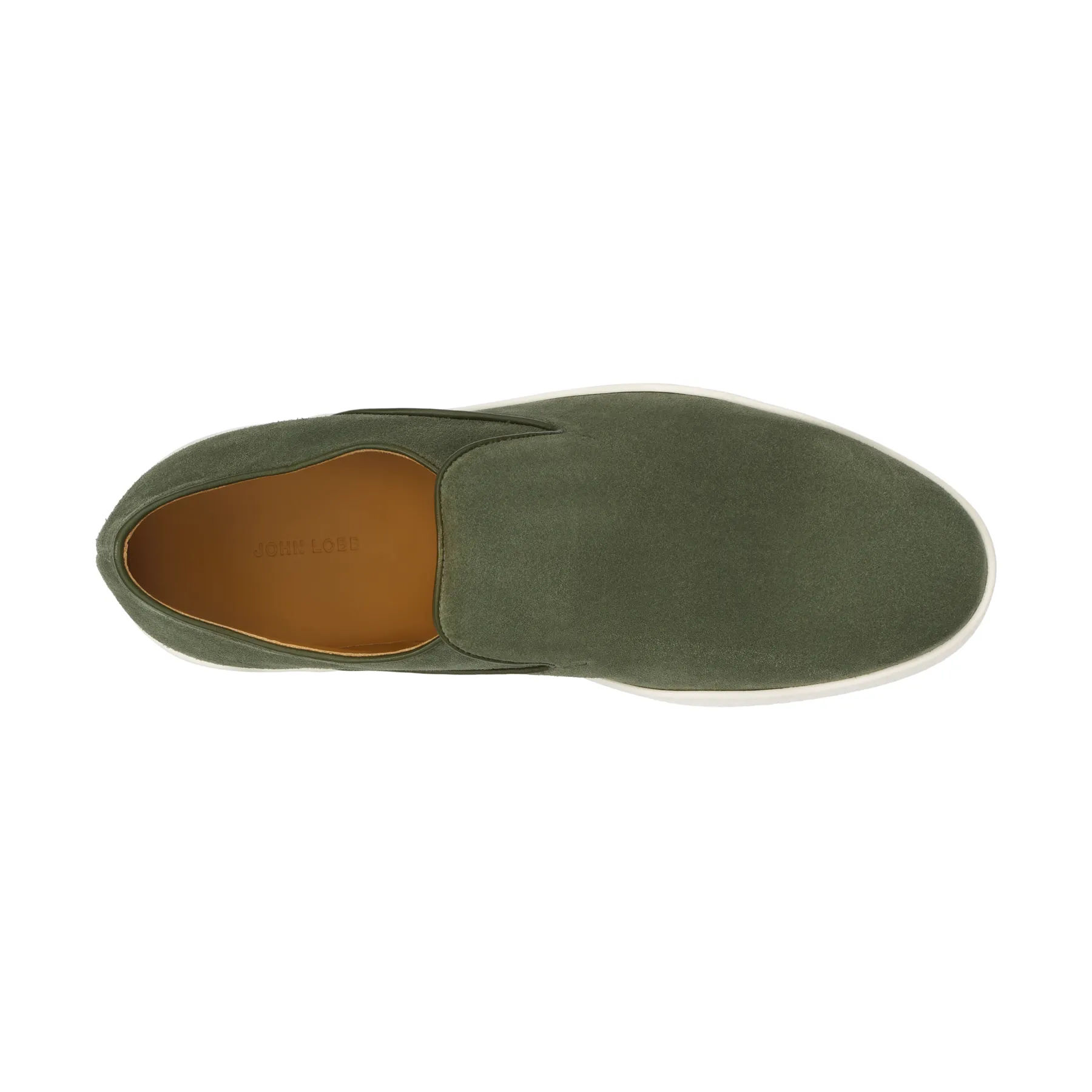 "Haven" Full-Grain Suede Slip-on Sneakers in Olive Green