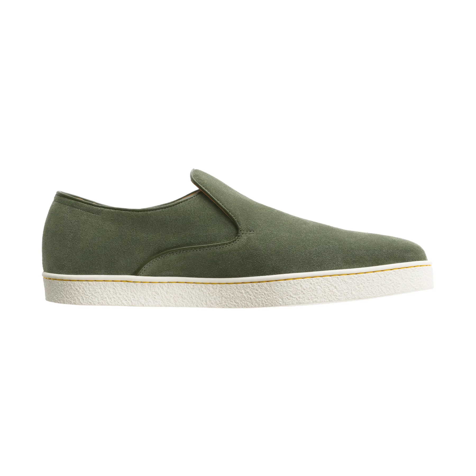 "Haven" Full-Grain Suede Slip-on Sneakers in Olive Green