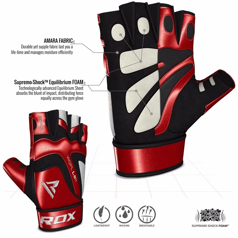 RDX L8 Leather Gym Gloves with Wrist Support