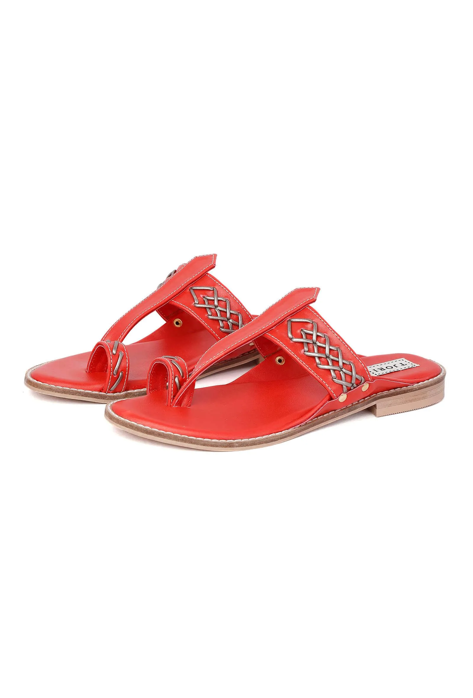 Red Cruelty-Free Leather Sandals