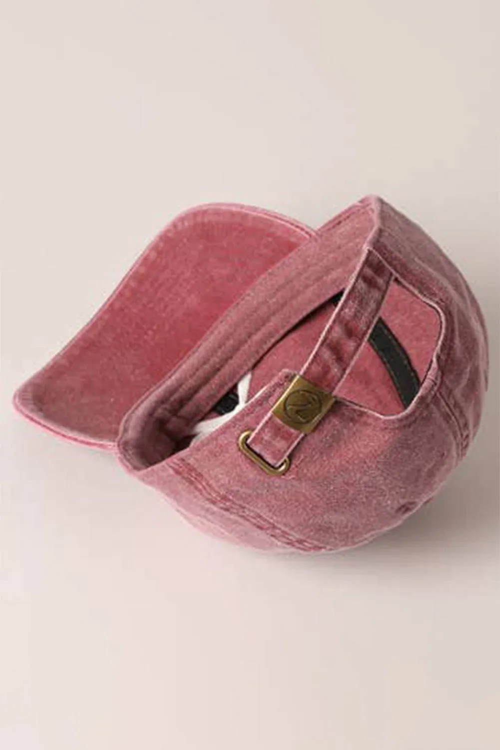 Rose Pink Embroidered Bow Knot Denim Baseball Cap