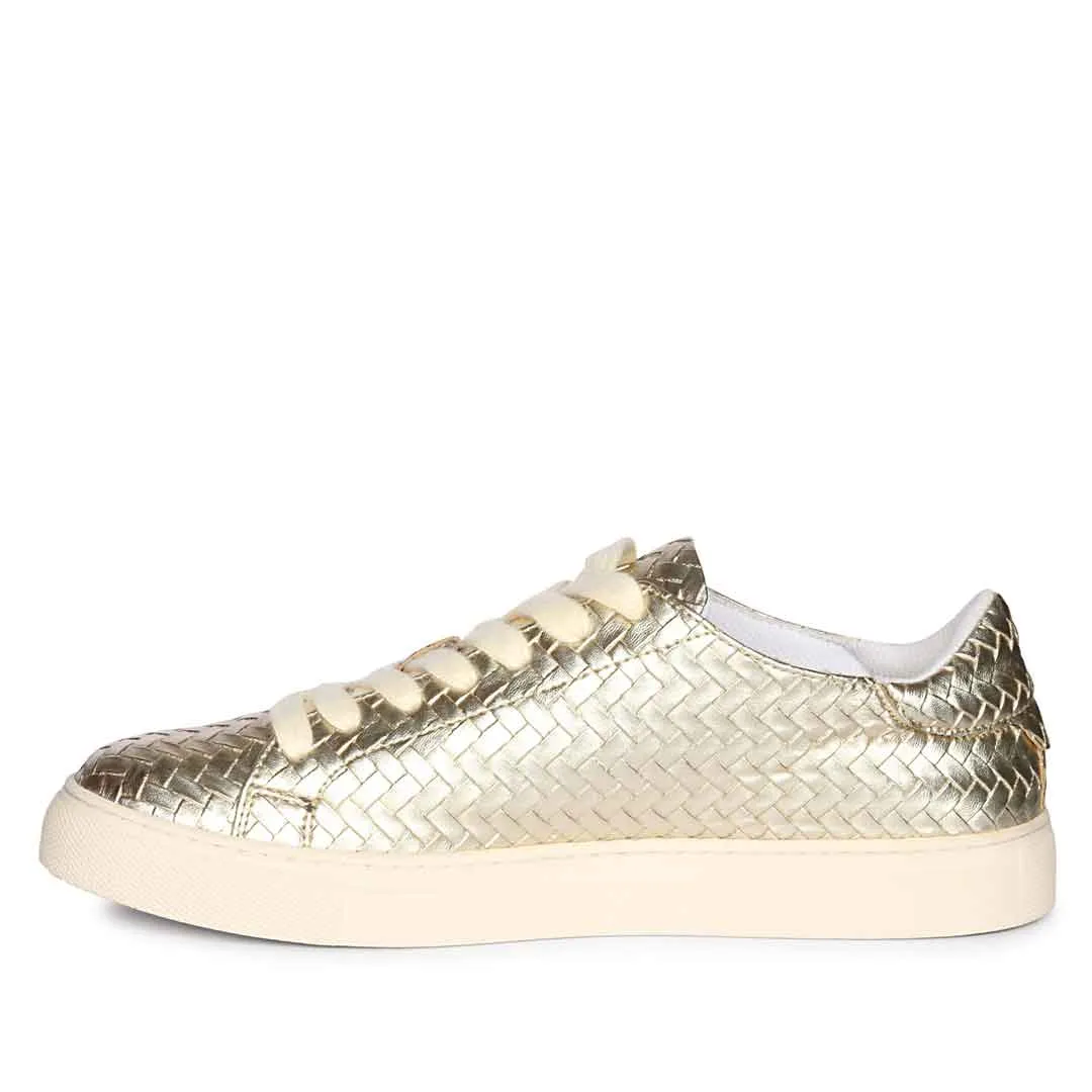 Saint Liza Gold Leather Sneakers