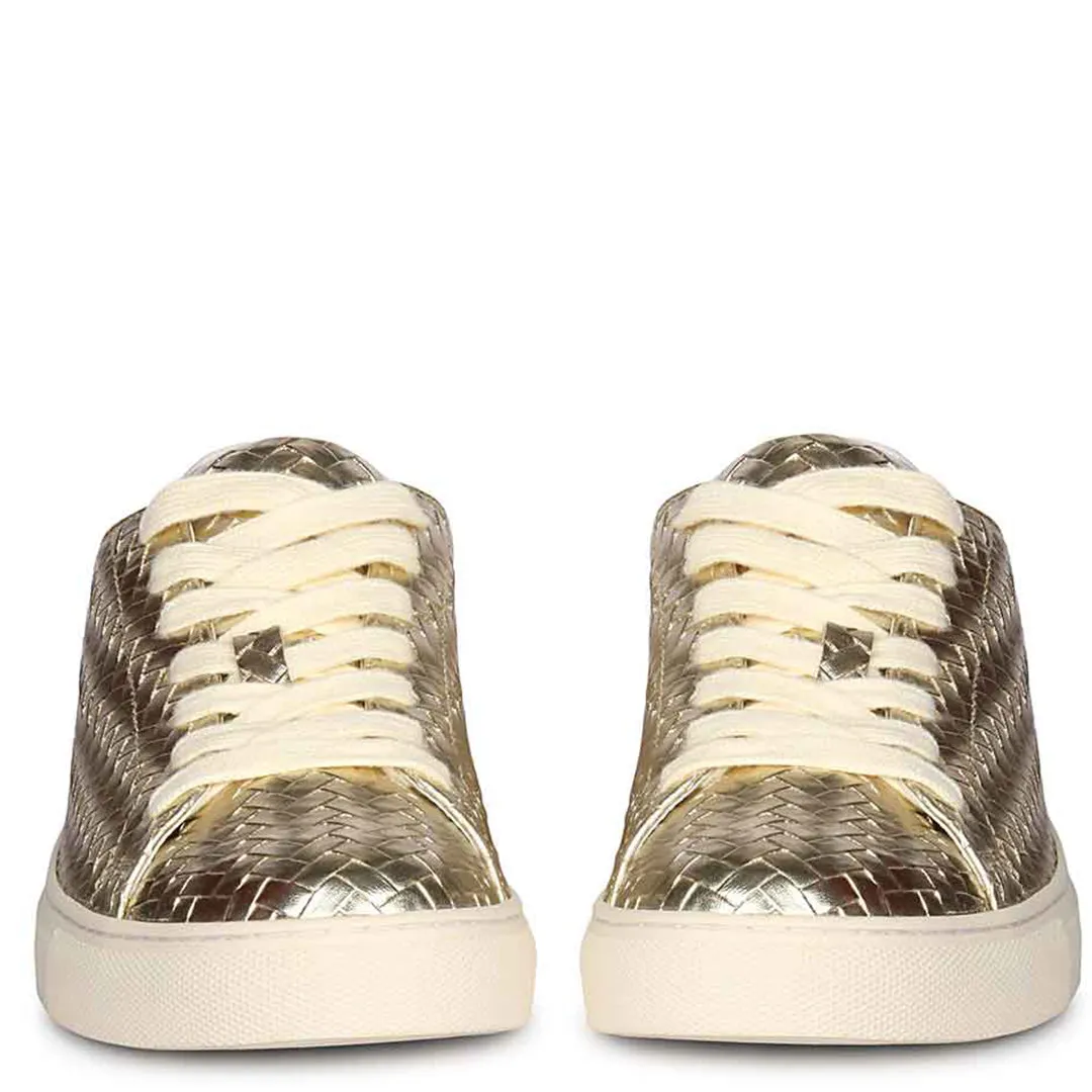 Saint Liza Gold Leather Sneakers