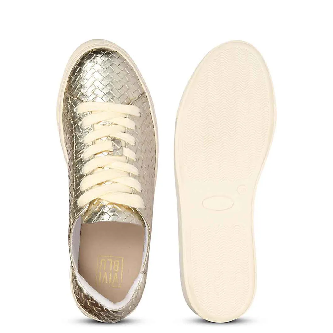 Saint Liza Gold Leather Sneakers