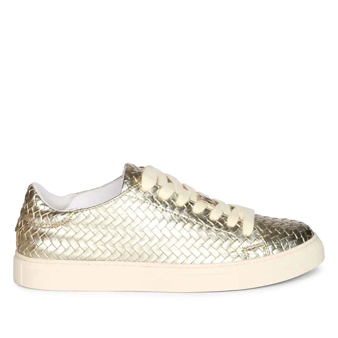 Saint Liza Gold Leather Sneakers