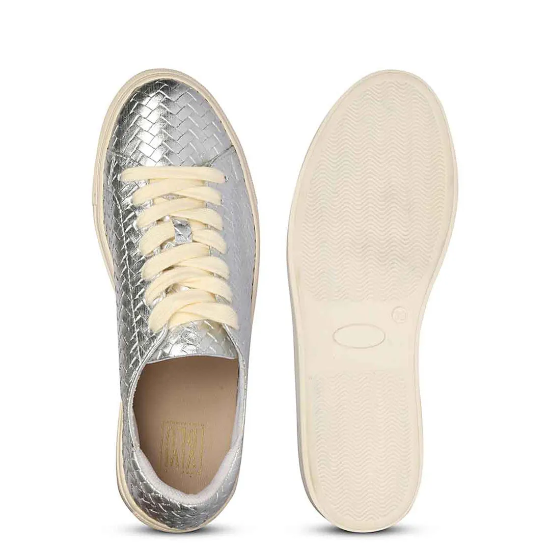 Saint Liza Silver Leather Sneakers