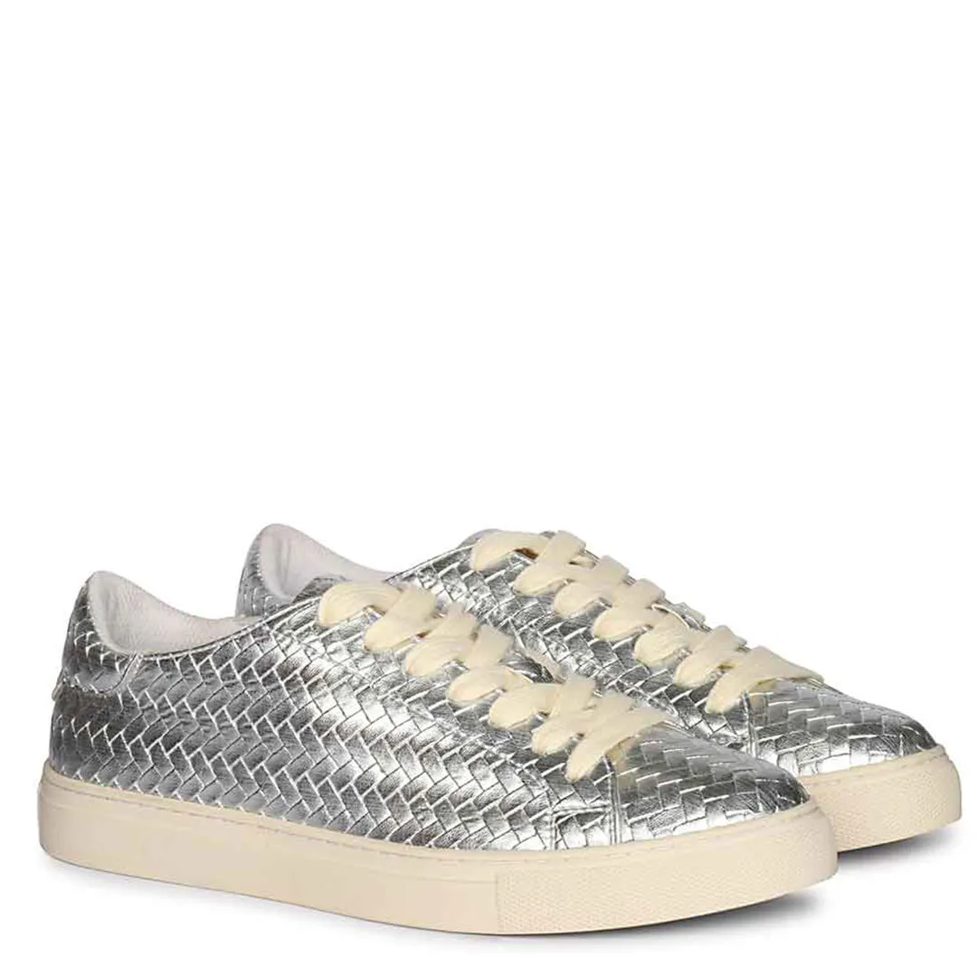 Saint Liza Silver Leather Sneakers