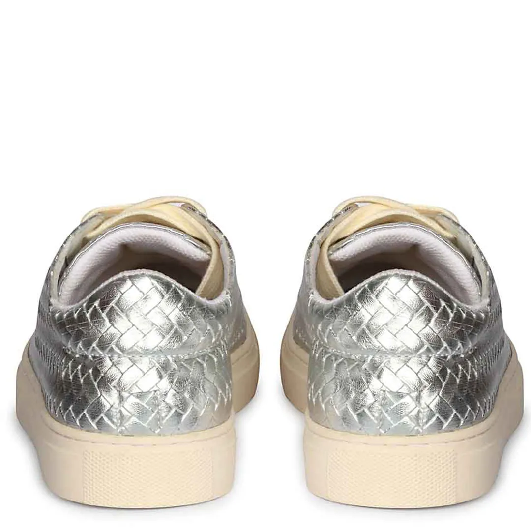 Saint Liza Silver Leather Sneakers