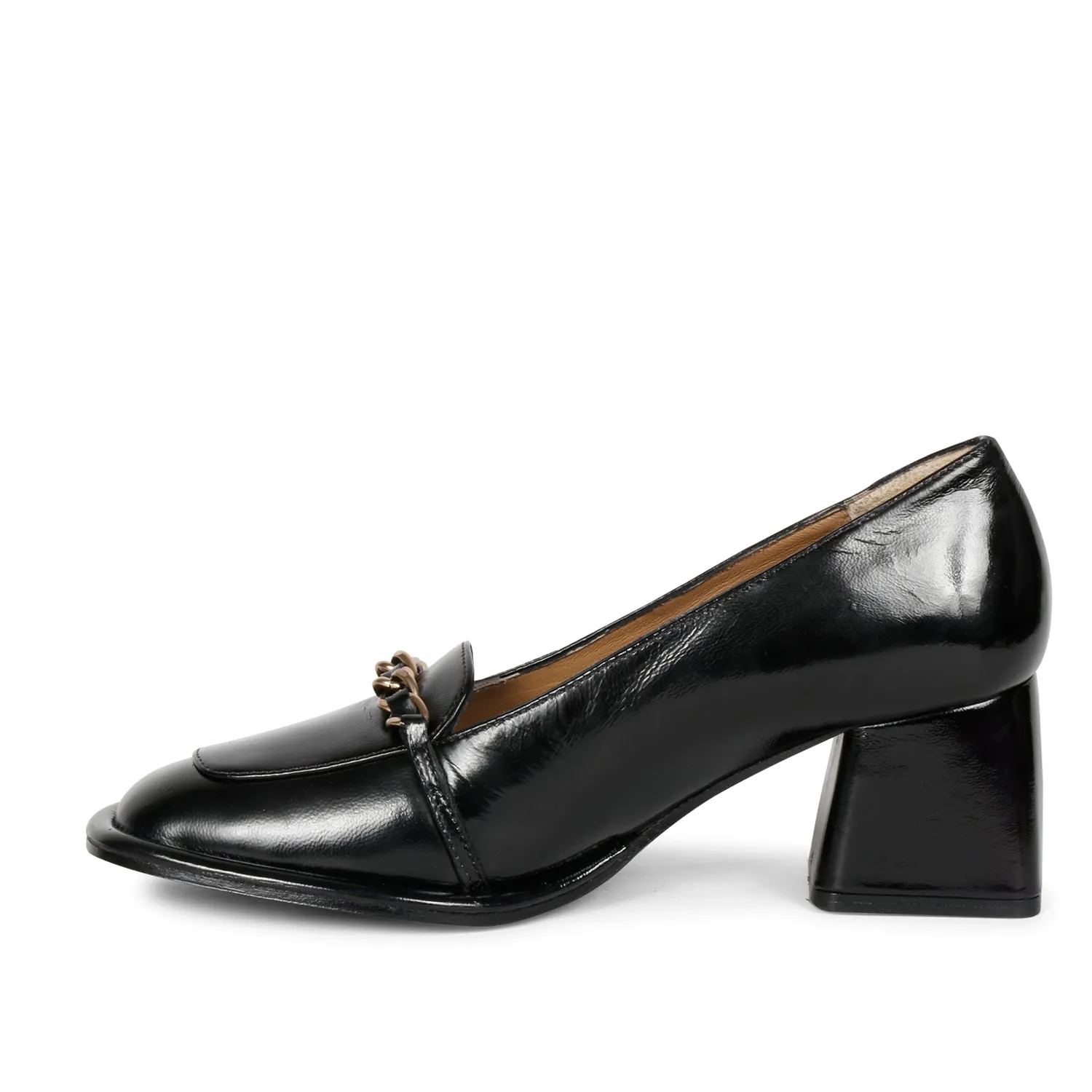 Saint Mirielle Black Patent Leather Handcrafted Moccasins