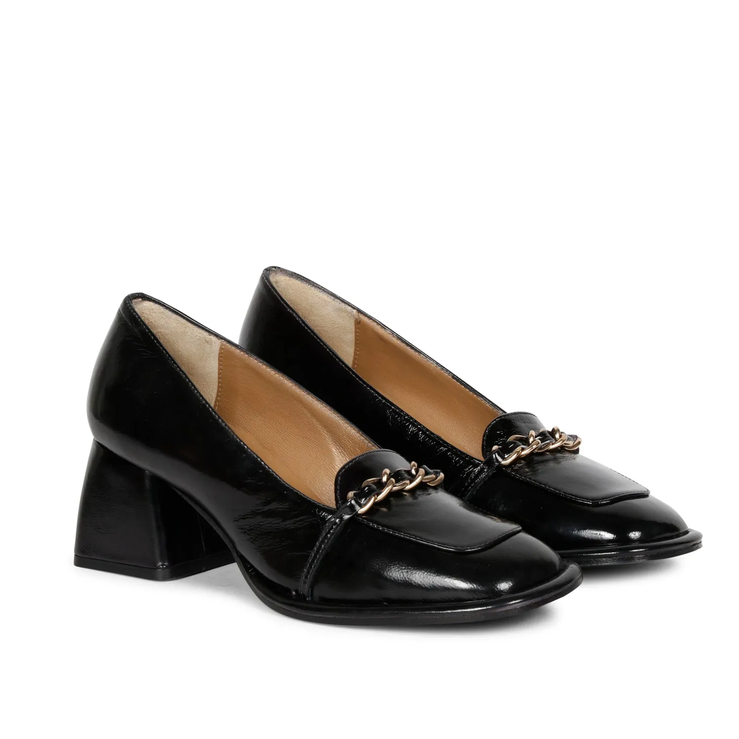 Saint Mirielle Black Patent Leather Handcrafted Moccasins