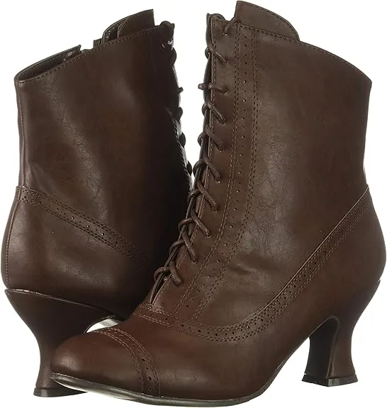 Sarah-253 Faux Leather Victorian Ankle Boots