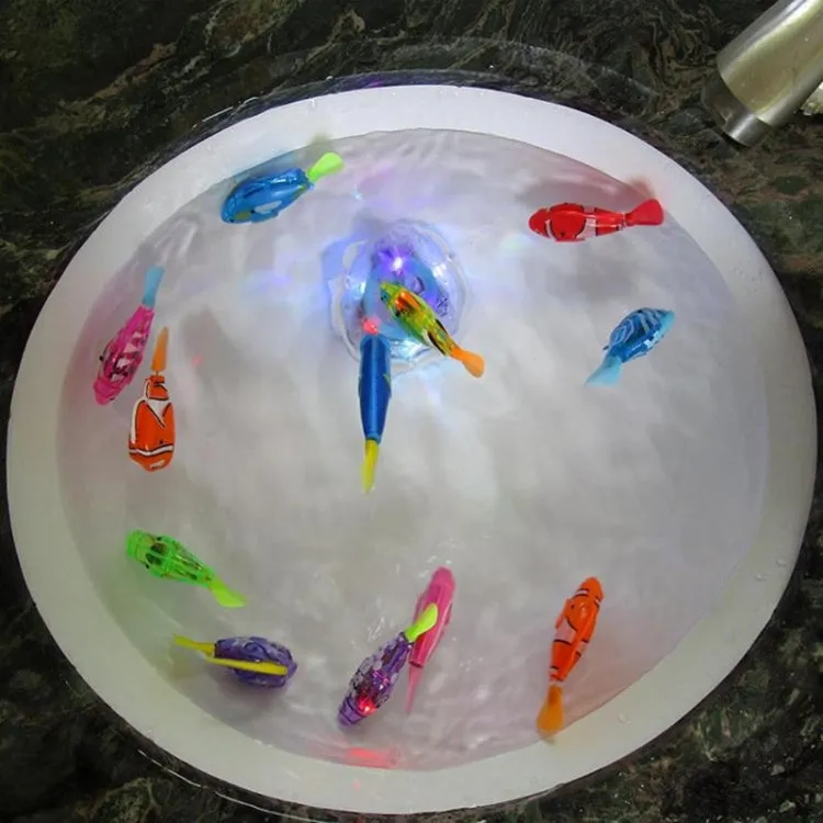 Simulation Electric Fish Babies Shower Toy with Swimming & Lighting Function(Color Random Delivery)