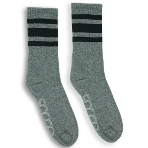 SOCCO Performance Crew | Black Striped Socks | Dark Heather Grey