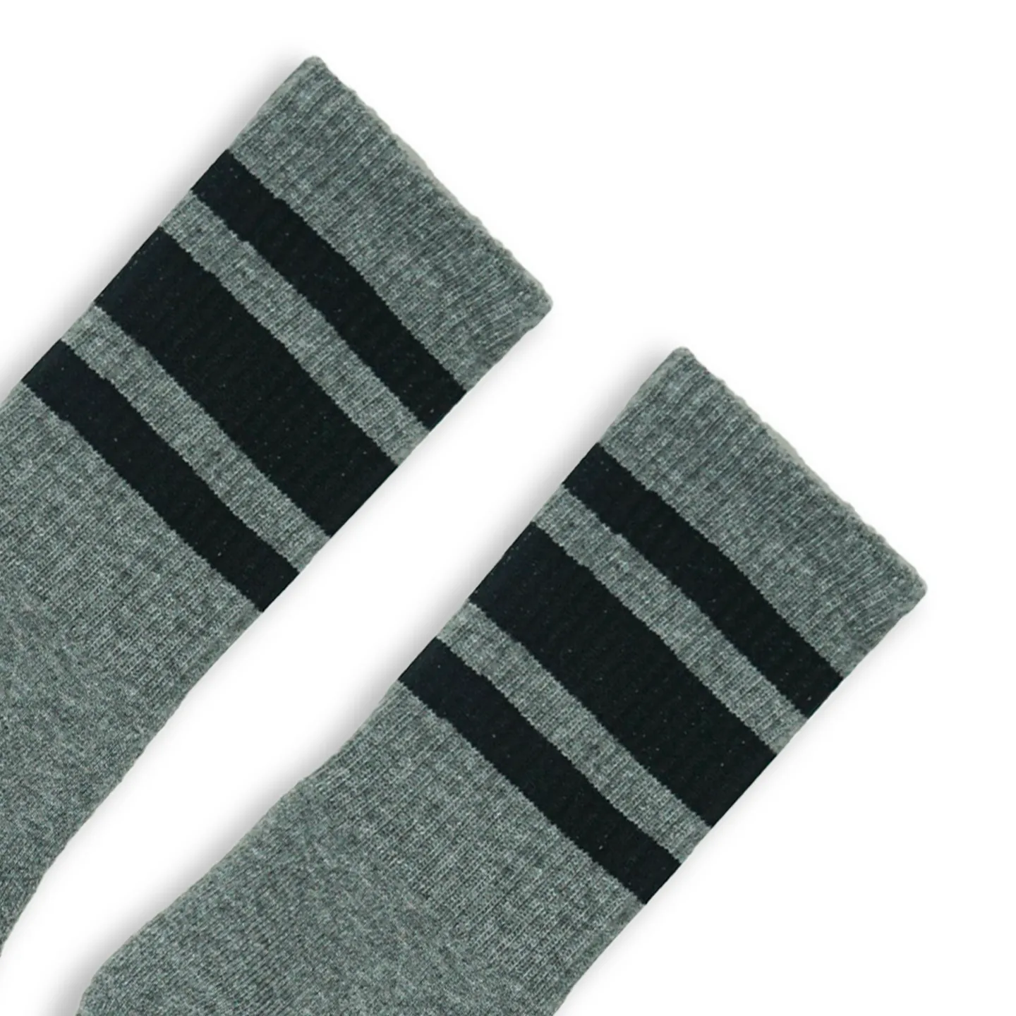 SOCCO Performance Crew | Black Striped Socks | Dark Heather Grey