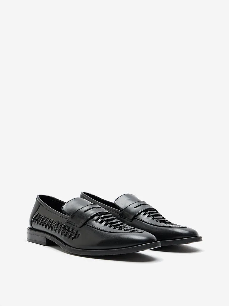 SOLEPLAY Black Woven-Textured Formal Shoes