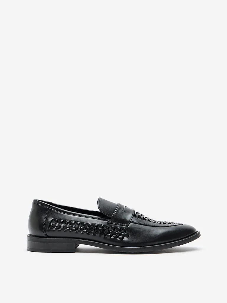 SOLEPLAY Black Woven-Textured Formal Shoes