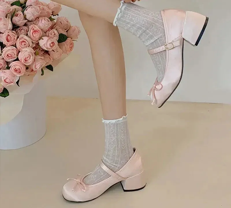 Spring Autumn Mary Jane Shoes Fashion Shallow Round Toe Mid Heel Shoes Ladies Elegant Outdoor Single Pumps Shoes