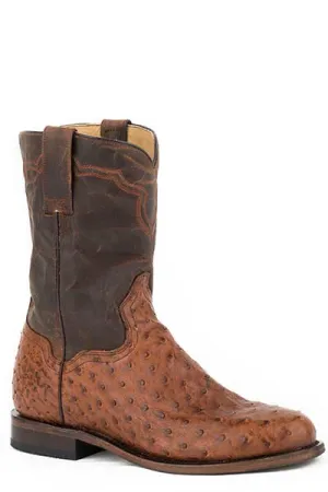 Stetson Burnished Cognac Puncher Full Quill Ostrich Round Toe Roper Boots from Roper Footwear