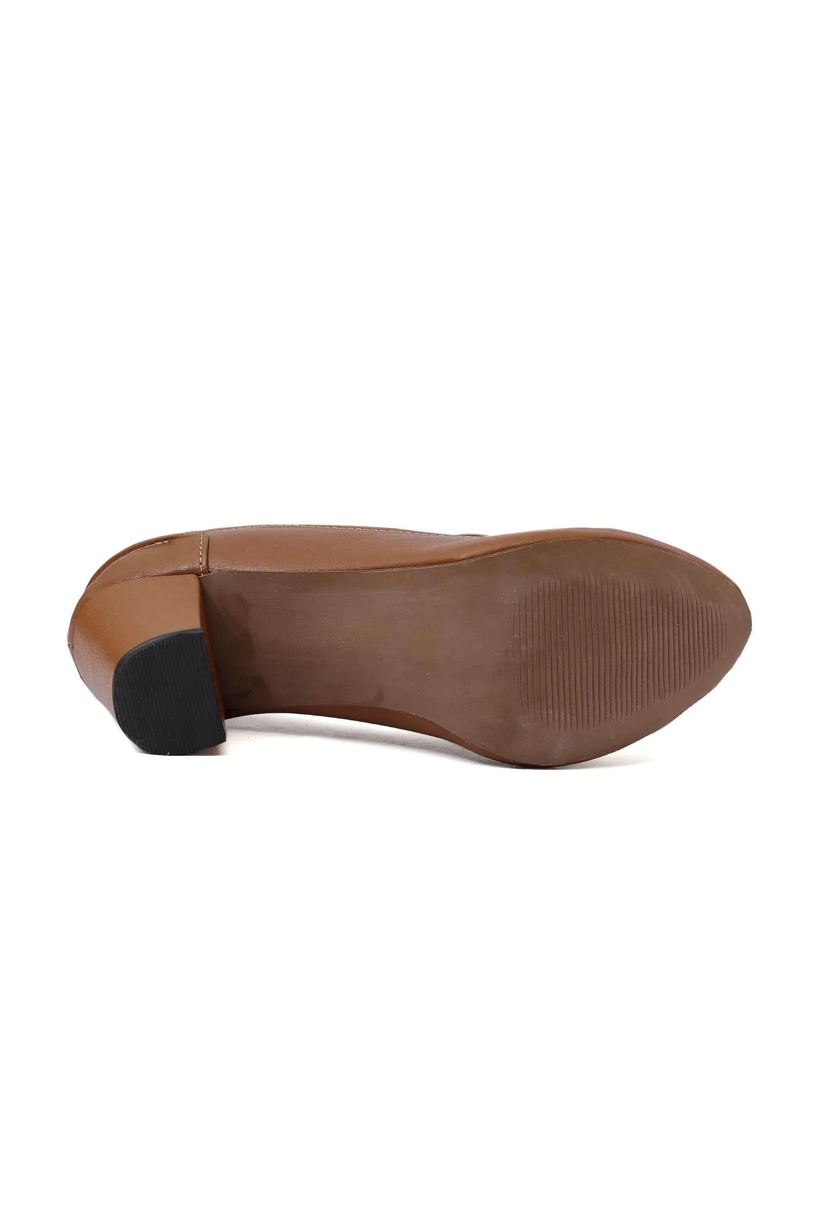 Taffy Brown Cruelty-Free Leather Loafer Heels