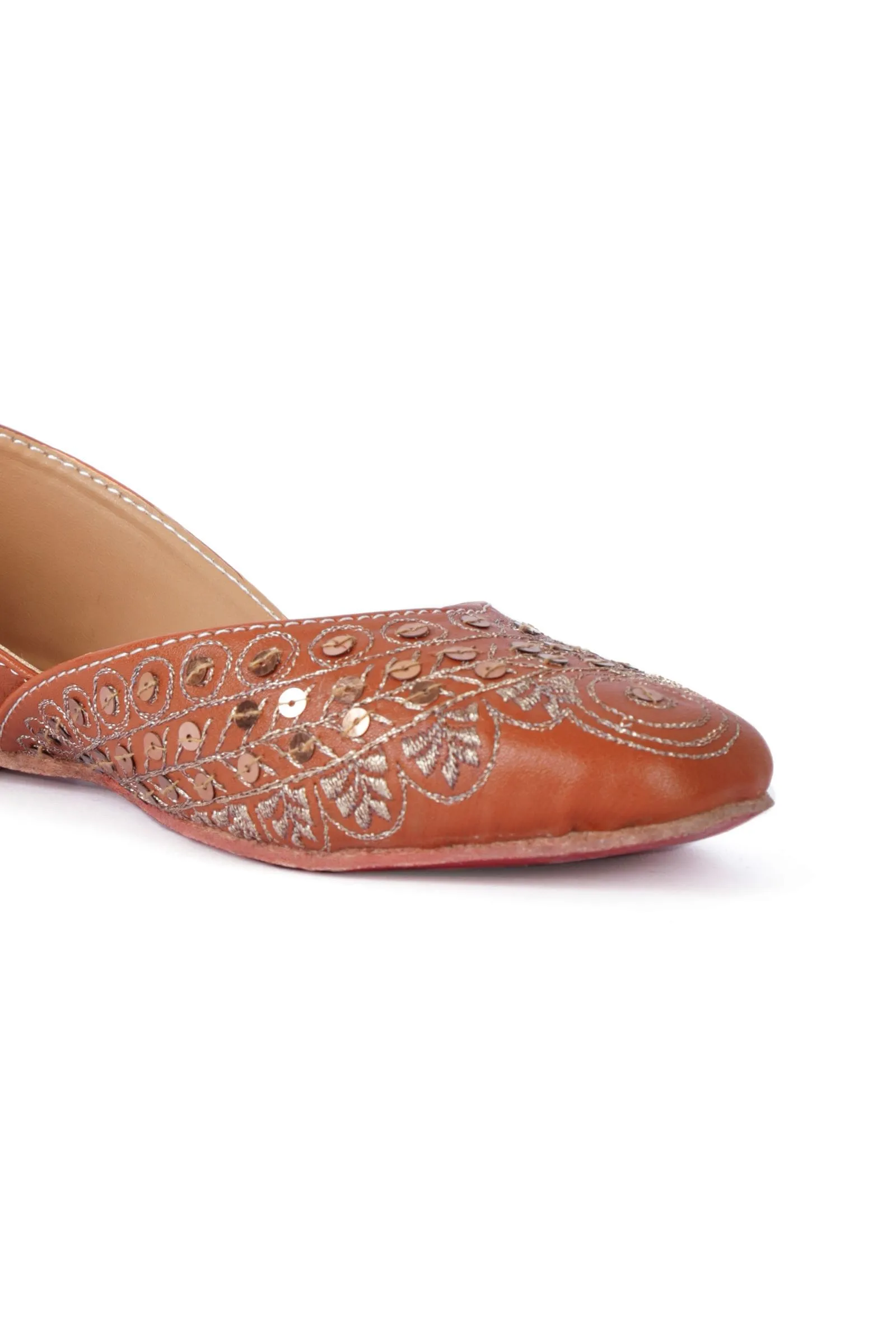 Tayla Orange Dori Zari Embroidered Jutti