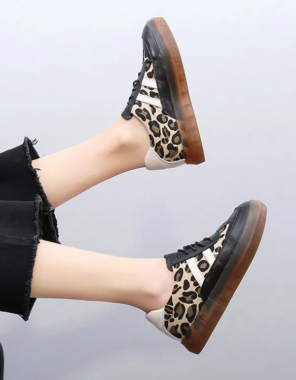 Thick Cow Tendon Casual Leopard Print Sneakers