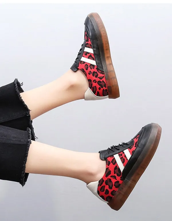 Thick Cow Tendon Casual Leopard Print Sneakers