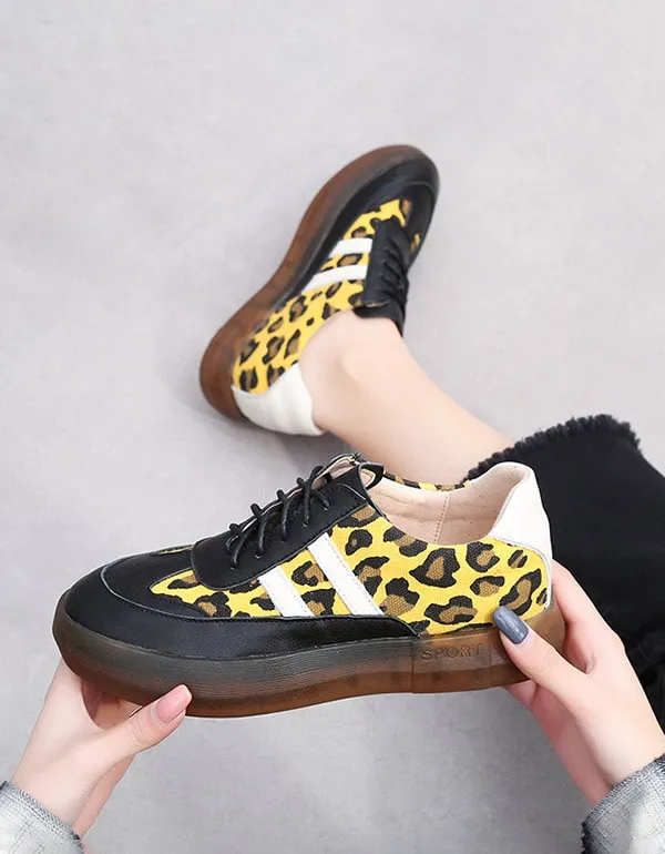 Thick Cow Tendon Casual Leopard Print Sneakers