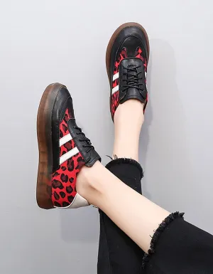 Thick Cow Tendon Casual Leopard Print Sneakers