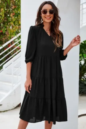 Tiered Puff Sleeve Dress