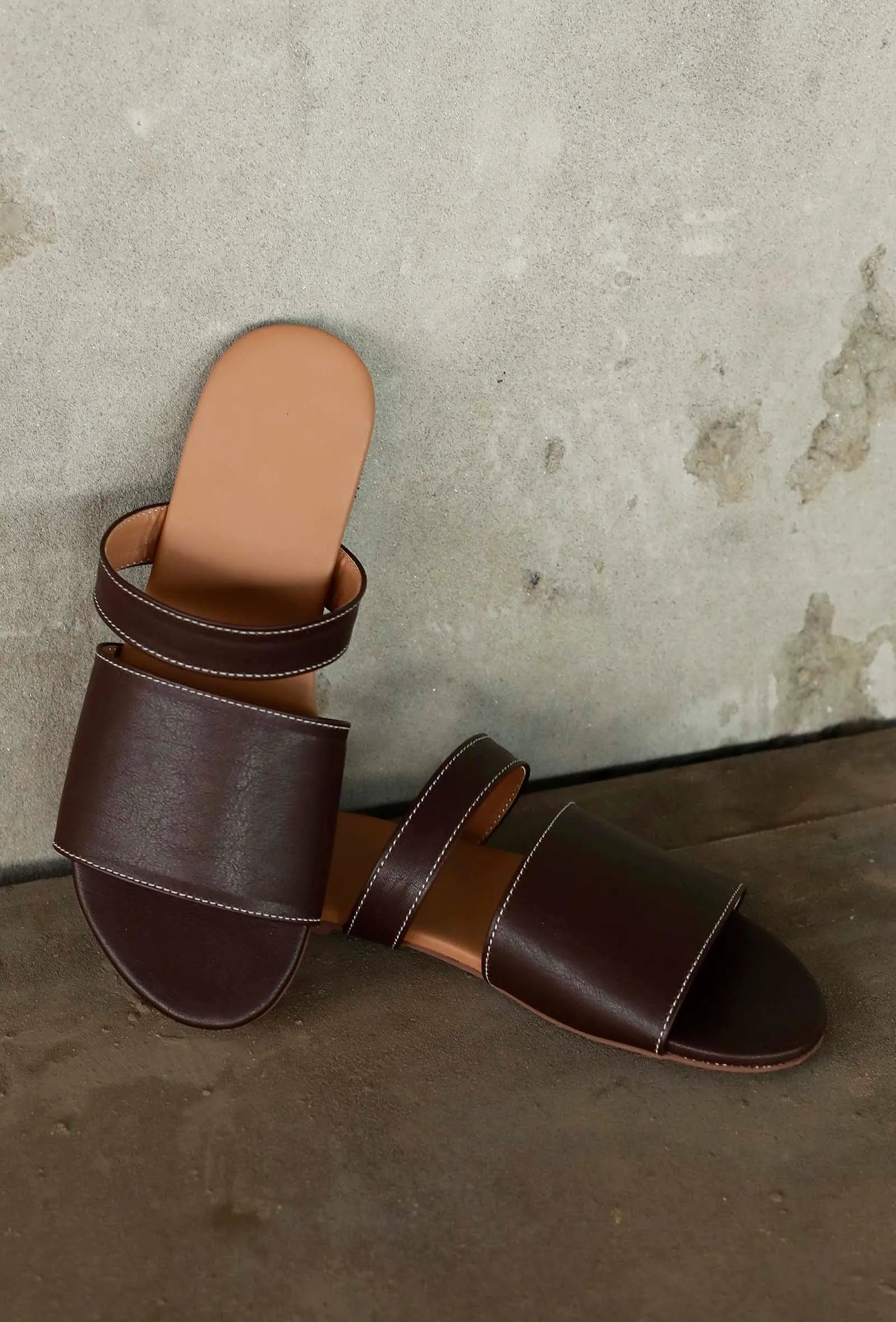 Tortilla Brown Cruelty Free Leather Sliders